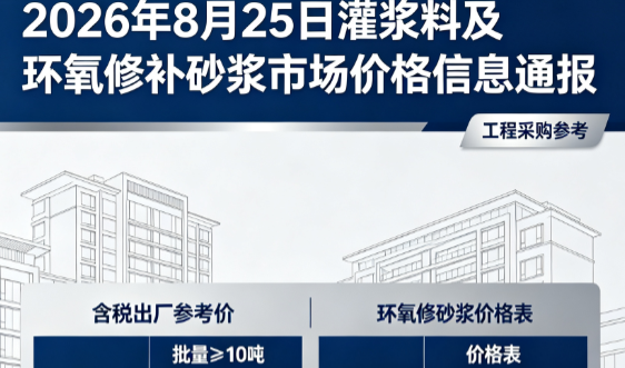 松滋2026年8月25日灌浆料及环氧修补砂浆市场价格信息通报